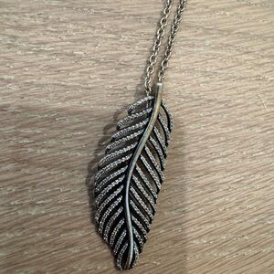 Pandora Silver and Stone Feather Necklace